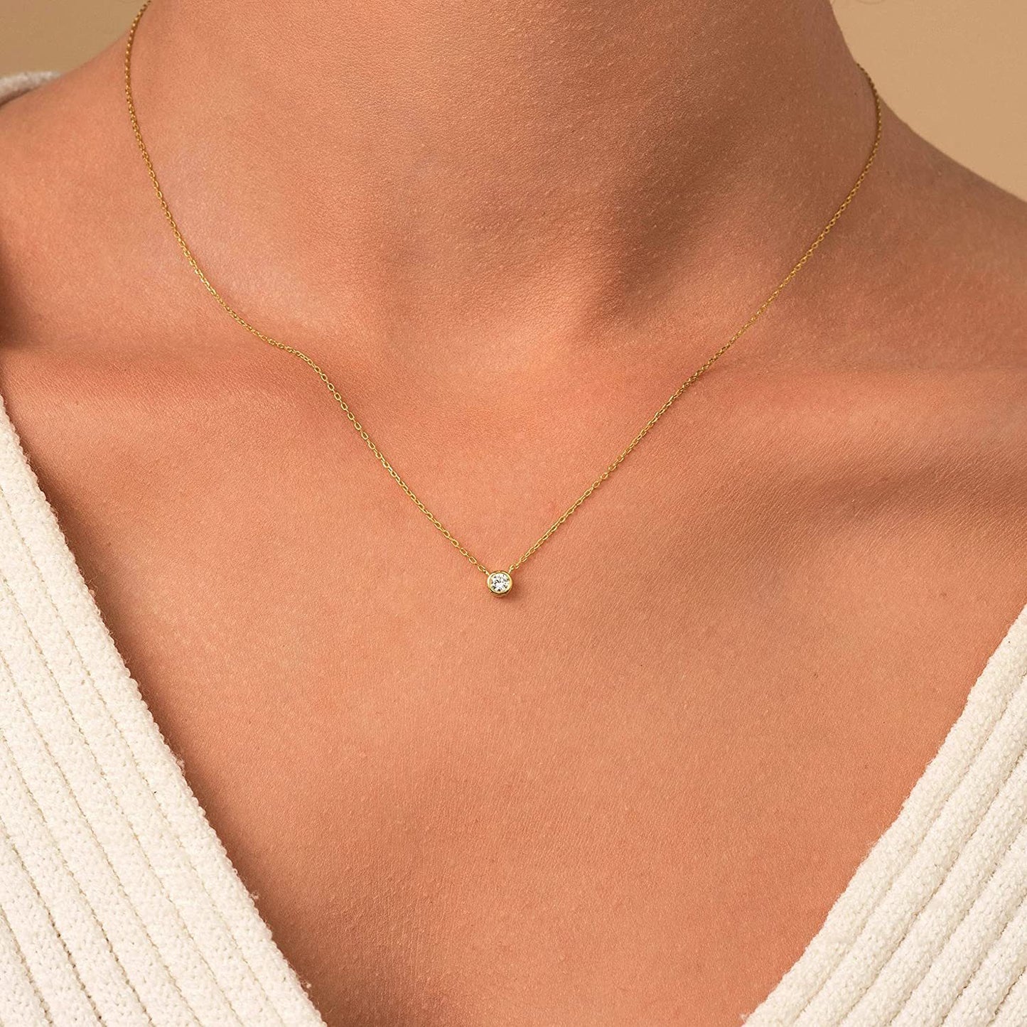 Tewiky Diamond Necklaces for Women; Dainty Gold Necklace 14k Gold Plated Long Lariat Necklace Simple Gold CZ Diamond Choker Necklaces for Women Trendy Gold Necklace Jewelry Gifts for Girls