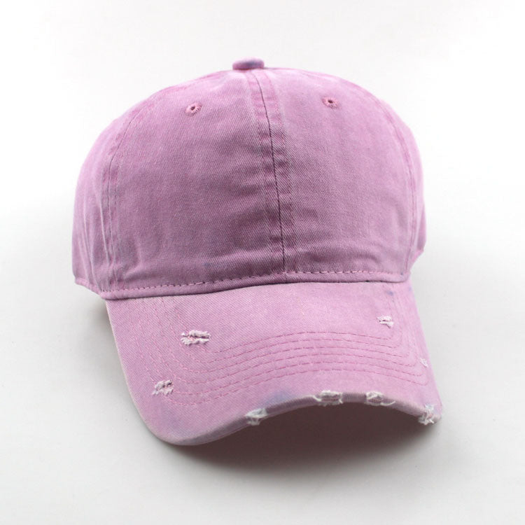 Water washed worn-out baseball cap Autumn and winter vintage personality worn-out edge soft top cap