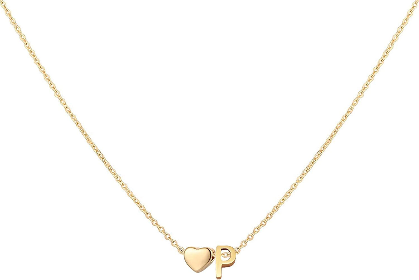 Glimmerst Initial Heart Necklace; 18K Gold Plated Stainless Steel Tiny Heart Letter Necklace Personalized Monogram Name Necklace for Women Girls