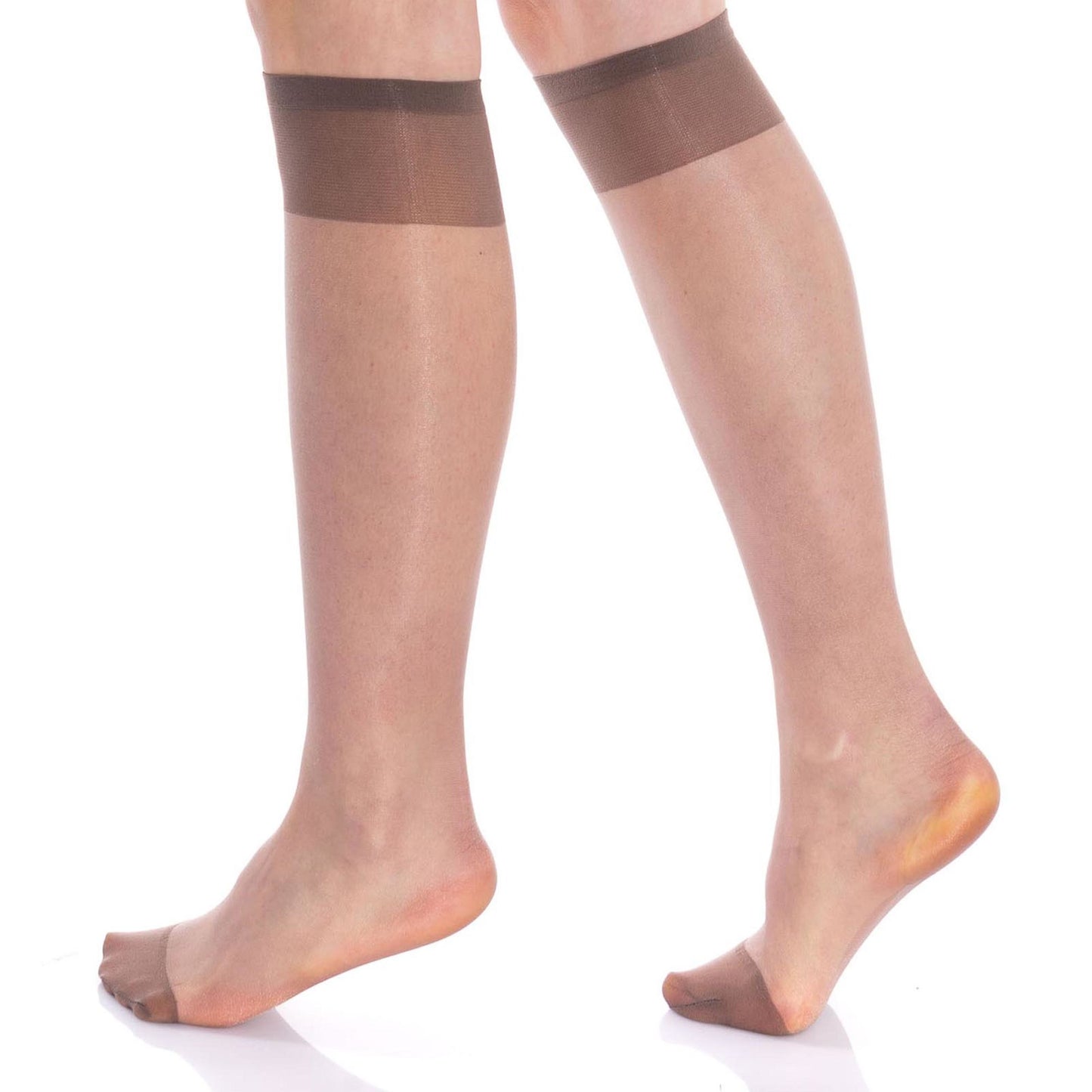 Transparent Sheer Knee High Socks for Women 8 Pairs 15 Denier Stay up Band Thin Sheer Nylon Stockings