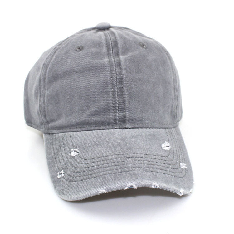 Water washed worn-out baseball cap Autumn and winter vintage personality worn-out edge soft top cap