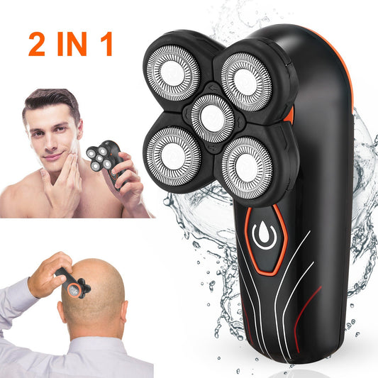 4D Electric Shavers Razor IPX7 Waterproof Wet & Dry 5 Floating Head Rotary Shavers Rechargeable Beard Trimmer