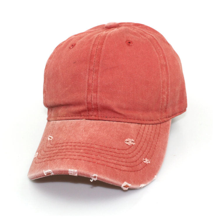 Water washed worn-out baseball cap Autumn and winter vintage personality worn-out edge soft top cap