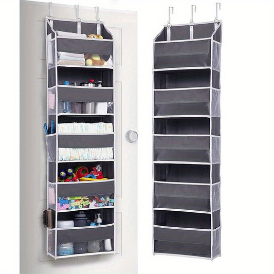 1pc Over Door Organizer With 5 Large Pockets; 10 Mesh Side Pockets; Hanging Storage Organizer With For Kids Toys; Shoes; Diapers