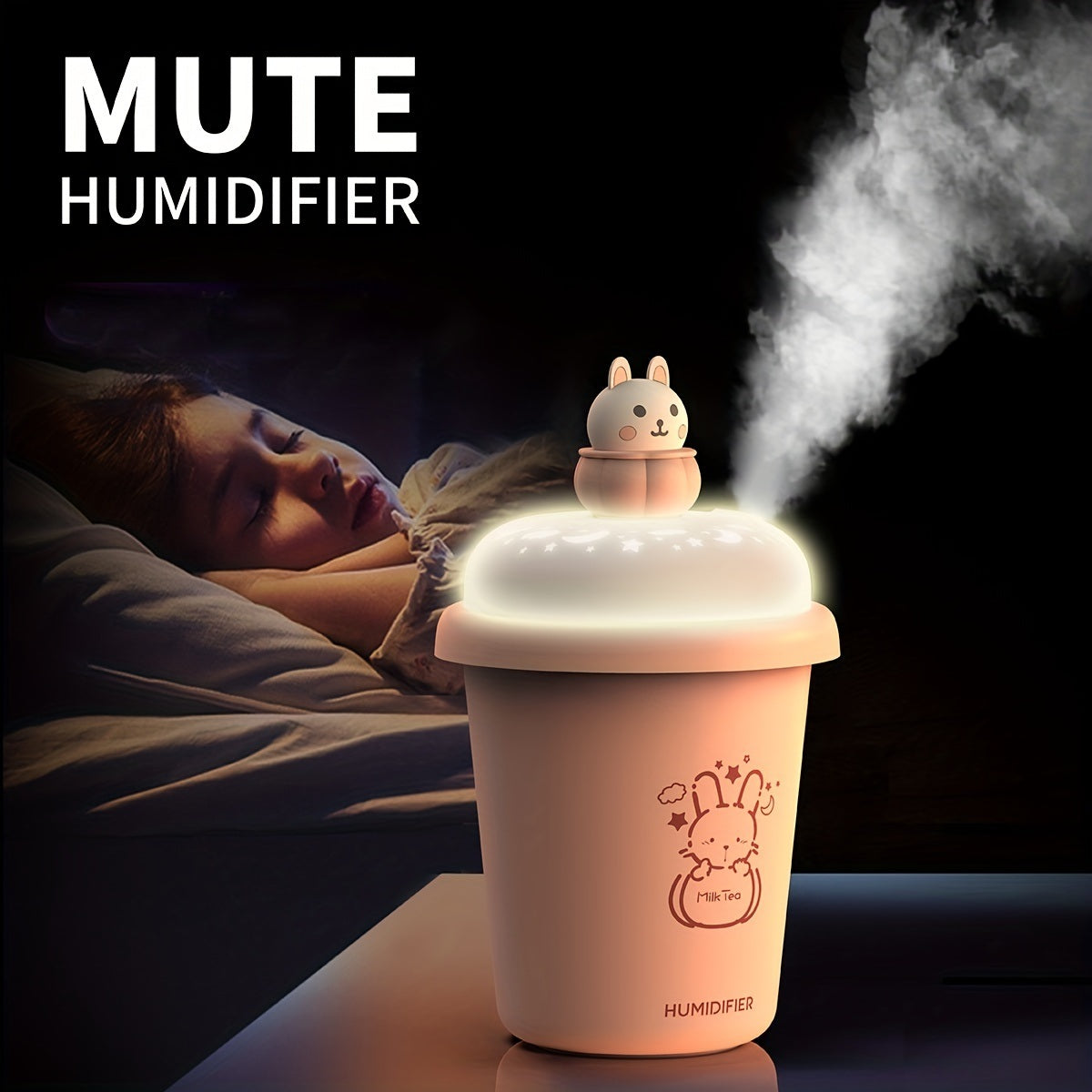 1pc Mini Air Humidifier 300ml; USB Desktop Humidifier; Ultrasonic Aromatherapy Essential Oil Diffuser; Ultra Quiet; Suitable For Car; Bedroom; Office