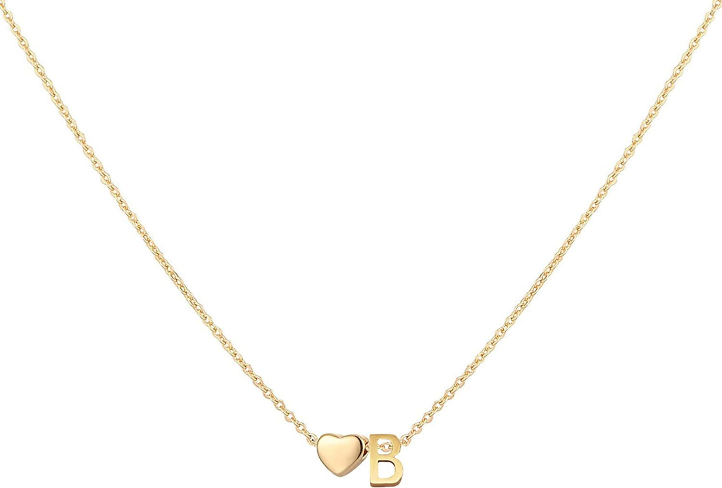 Glimmerst Initial Heart Necklace; 18K Gold Plated Stainless Steel Tiny Heart Letter Necklace Personalized Monogram Name Necklace for Women Girls