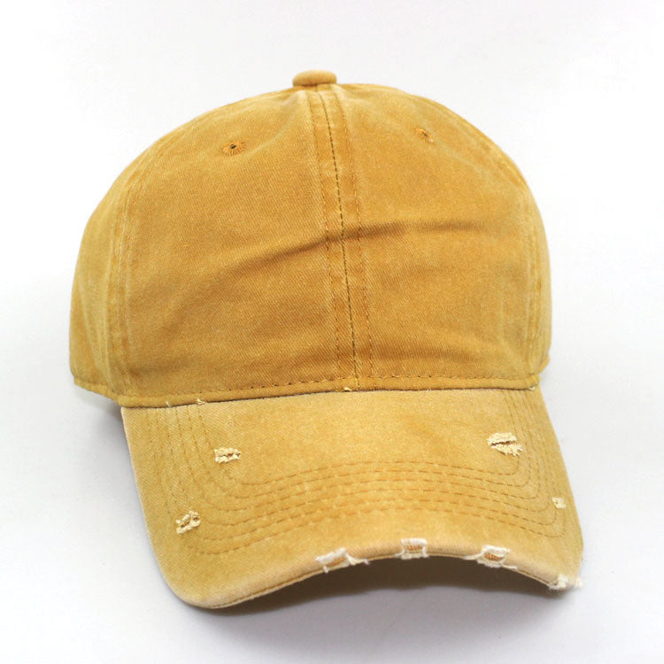 Water washed worn-out baseball cap Autumn and winter vintage personality worn-out edge soft top cap