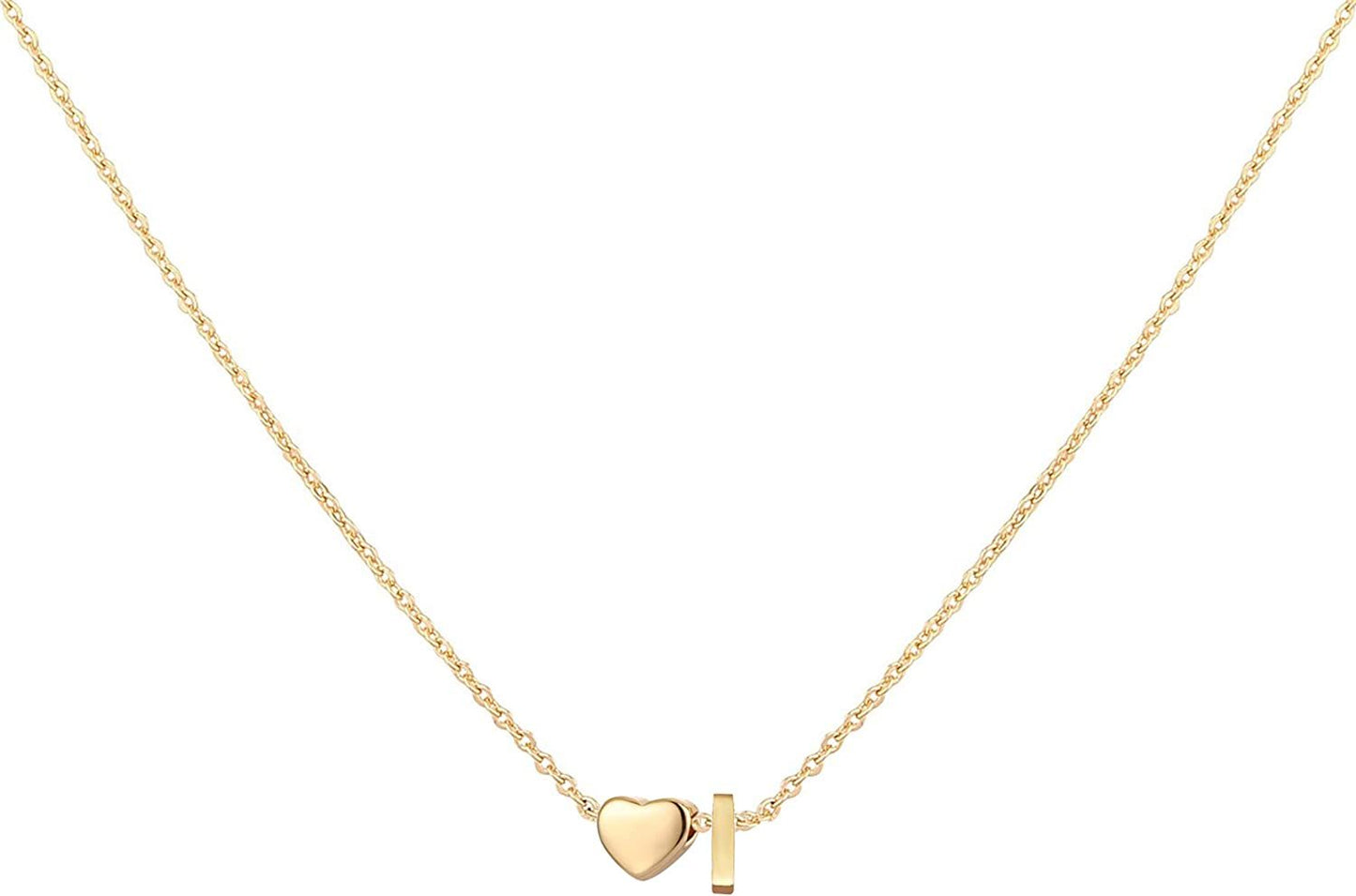 Glimmerst Initial Heart Necklace; 18K Gold Plated Stainless Steel Tiny Heart Letter Necklace Personalized Monogram Name Necklace for Women Girls