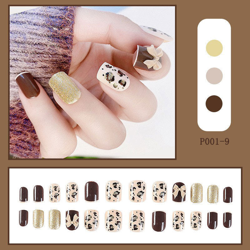 24pcs/box Press on Nails Fake Nail Art Acrylic Desige With Jelly Sticker False Full Cover Short Coffin Suppliers Nail Tips