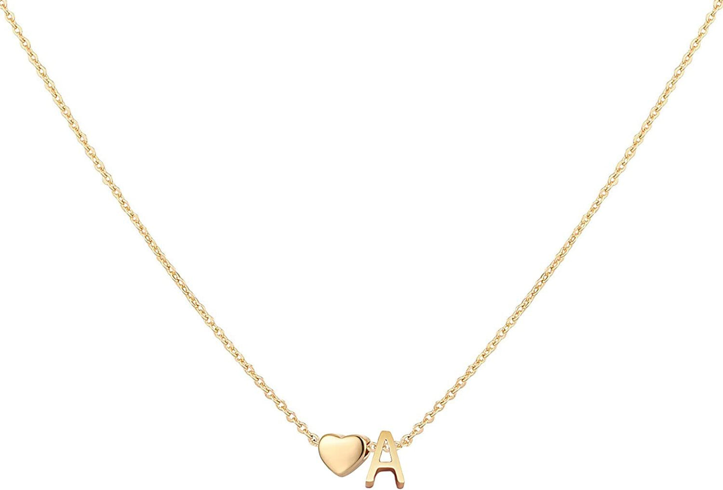 Glimmerst Initial Heart Necklace; 18K Gold Plated Stainless Steel Tiny Heart Letter Necklace Personalized Monogram Name Necklace for Women Girls