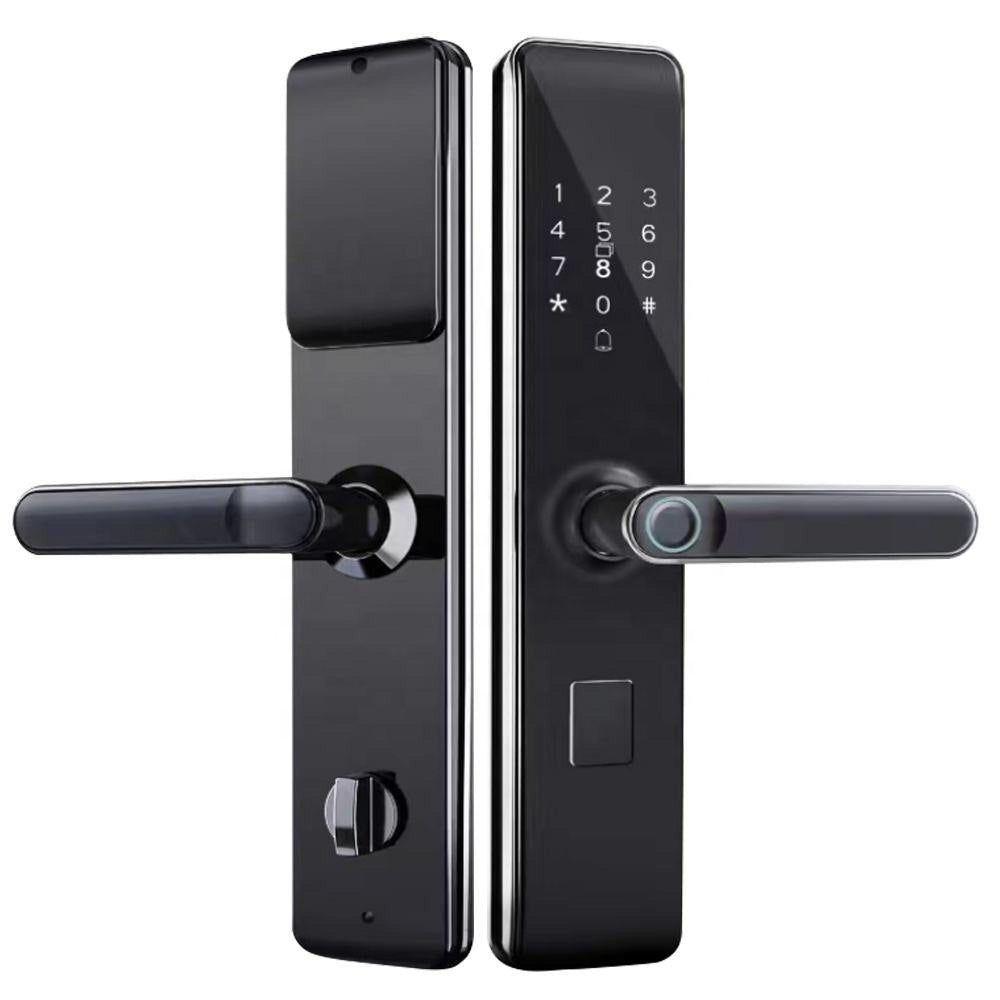 "Smart Security Handle with Digital Tuya Integration - WiFi Enabled Apartment Fingerprint Door Lock with Keys"