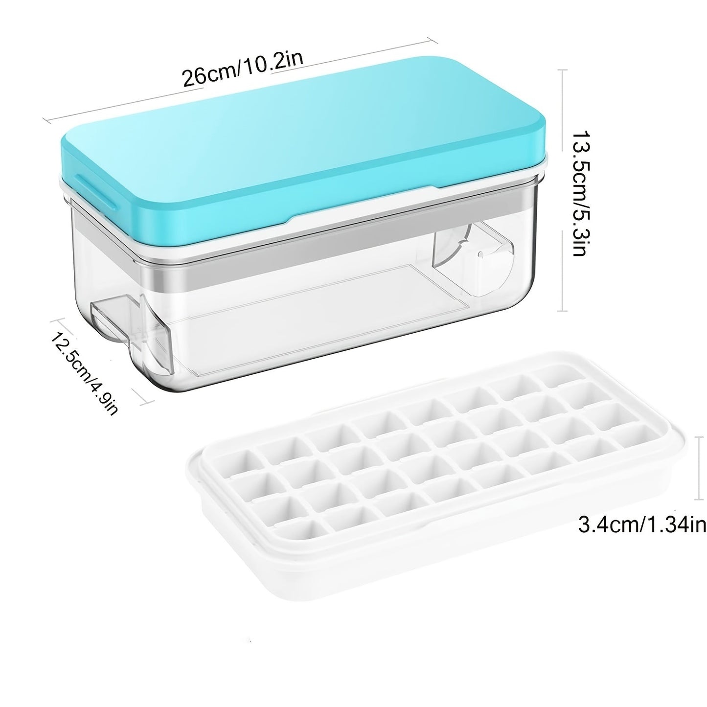 1pc Ice Cube Tray Mold With Lid And Bin; 32-cell Ice Cubes Mold; Ice Tray For Freezer; Ice Freezer Container; Spill-Resistant Removable Lid & Ice Scoop