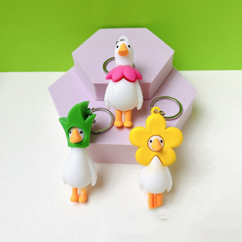 Creative Cartoon Goose Doll Keychain Trendy Bags Pendant Push Promotional Novelties Wholesale