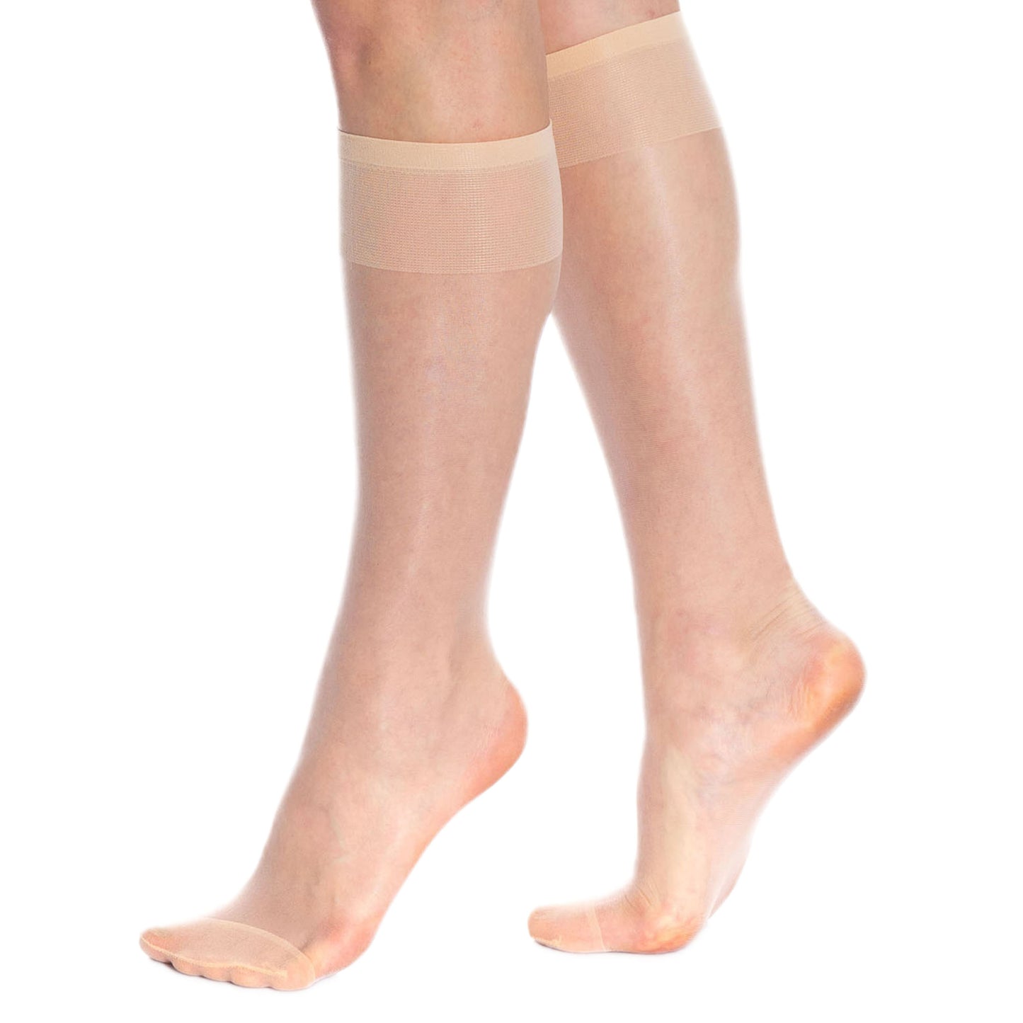 Transparent Sheer Knee High Socks for Women 8 Pairs 15 Denier Stay up Band Thin Sheer Nylon Stockings