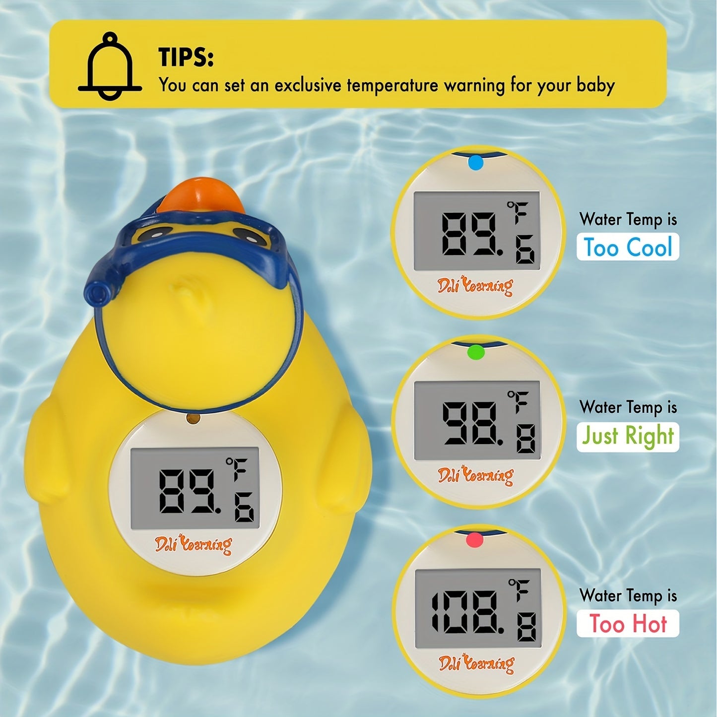 Digital Water Thermometer and Room Thermometer for Baby Bath Tub and Pool - Includes Duck Floating Toy with Temperature Warning - Perfect Gift for Newborns and Toddlers