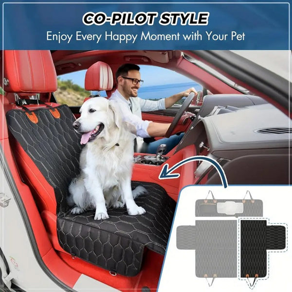 Dog rear seat cover, waterproof car seat protector with side wings, scratch resistant dog rear seat cover, durable anti slip dog hammock suitable for cars, trucks, and SUV