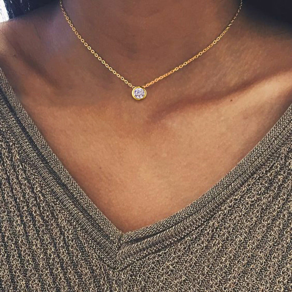 Tewiky Diamond Necklaces for Women; Dainty Gold Necklace 14k Gold Plated Long Lariat Necklace Simple Gold CZ Diamond Choker Necklaces for Women Trendy Gold Necklace Jewelry Gifts for Girls