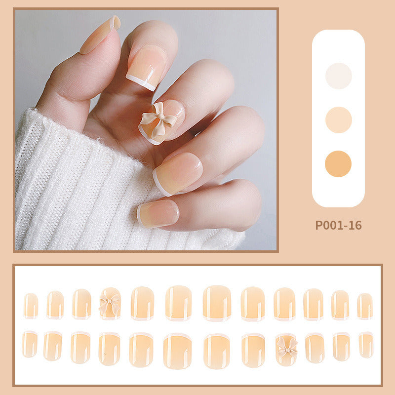 24pcs/box Press on Nails Fake Nail Art Acrylic Desige With Jelly Sticker False Full Cover Short Coffin Suppliers Nail Tips