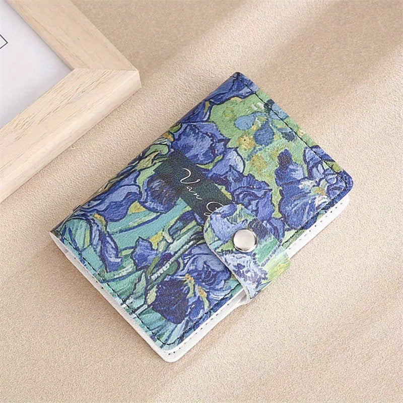 Vintage Flower Pattern Card Case, Portable Credit Card Holder, Women's Clutch Purse