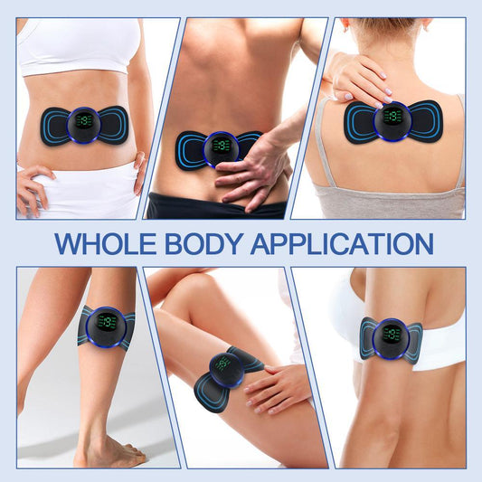 Mini Neck Massager, Lymphatic Drainage Massager, Portable Mini Back Massage Device For Neck Shoulder Back Waist, Remote Control With 8 Modes 19 Levels Adjustable & 5pcs Massage Stickers