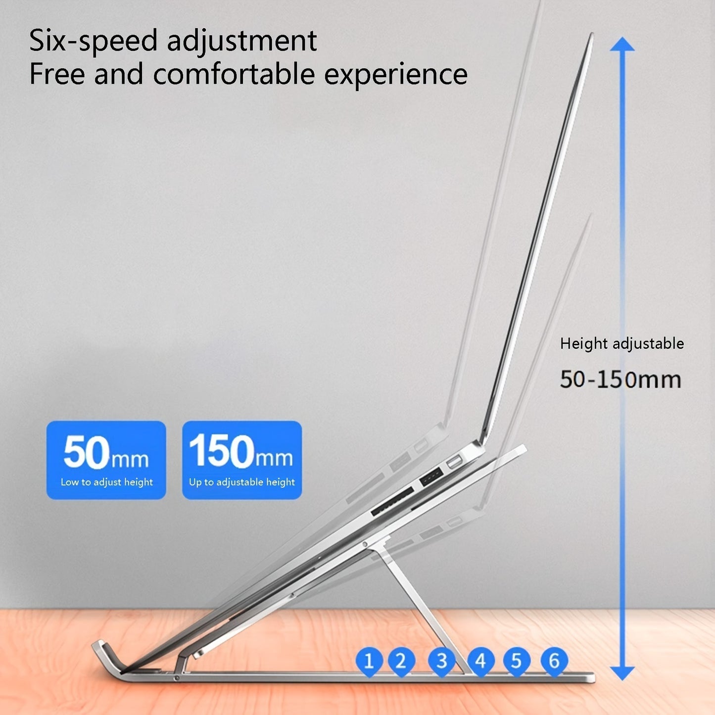 Laptop Stand For Desk; Adjustable Aluminum Laptop Holder; Foldable Computer Stand Anti-Slip Laptop Riser Compatible With 7-15.6 Inch Laptops-VOPH041