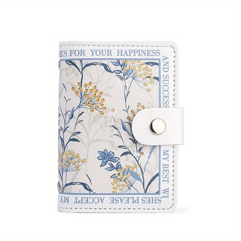 Vintage Flower Pattern Card Case, Portable Credit Card Holder, Women's Clutch Purse