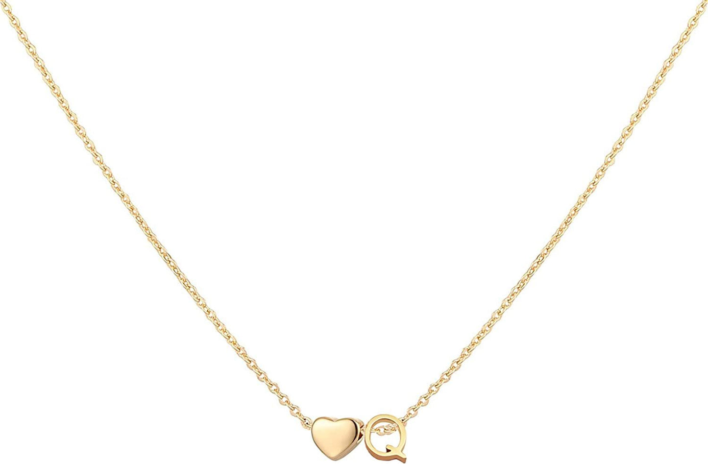 Glimmerst Initial Heart Necklace; 18K Gold Plated Stainless Steel Tiny Heart Letter Necklace Personalized Monogram Name Necklace for Women Girls