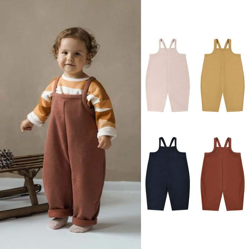 Baby Boy And Girl Solid Color Thickened Loose Comfy Romper