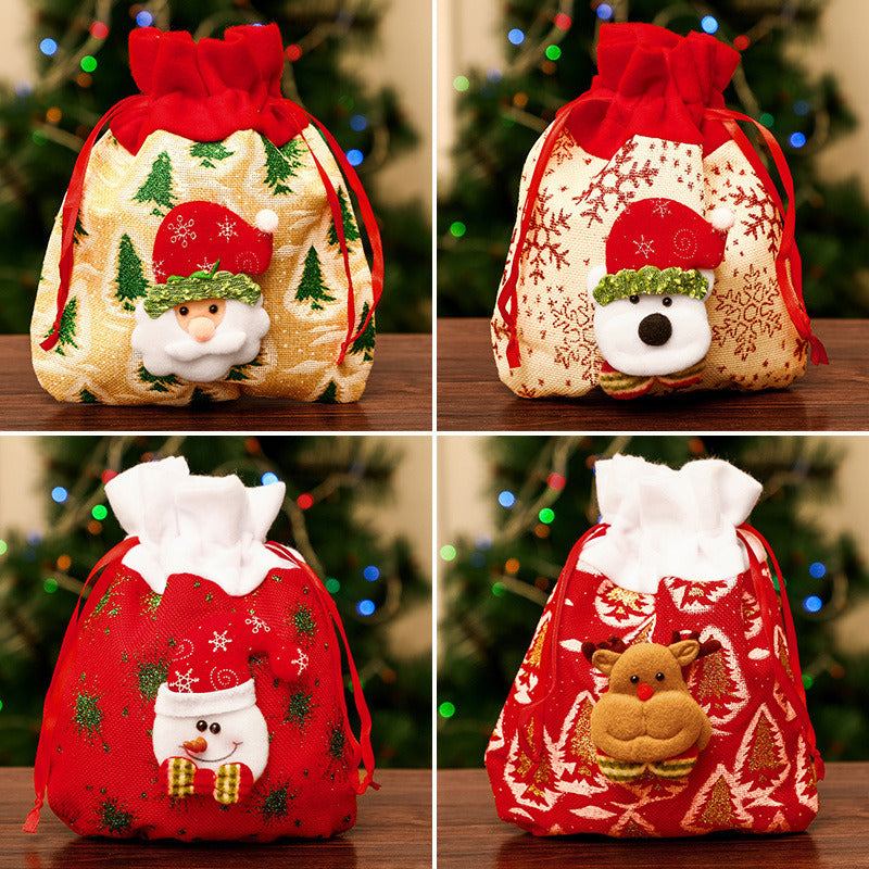 4pcs Different Santas Gift Bags,  Jewelry Pouches, Jewelry Gift Bags, Packaging Bags for Party, Jewelry, Festival, Bathroom Soaps, Makeup  Favor Bags