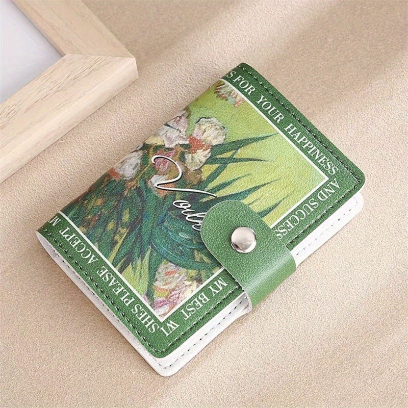 Vintage Flower Pattern Card Case, Portable Credit Card Holder, Women's Clutch Purse