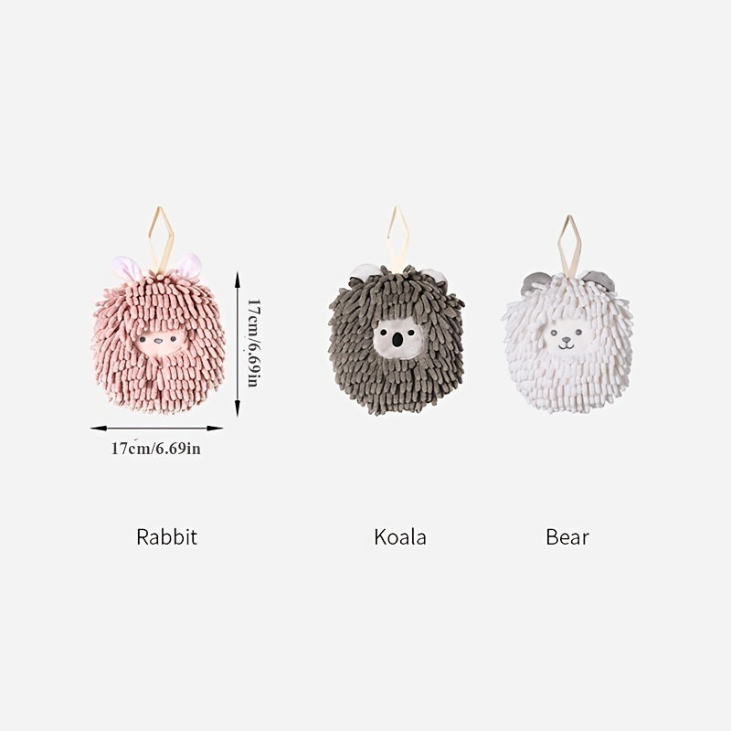 1pc Hand Towel Ball; Cartoon Hanging Towel; Quick Drying; Kitchen And Bathroom; Chenille Lovely Rag; Thickened Towel 6.69\"×6.69\"