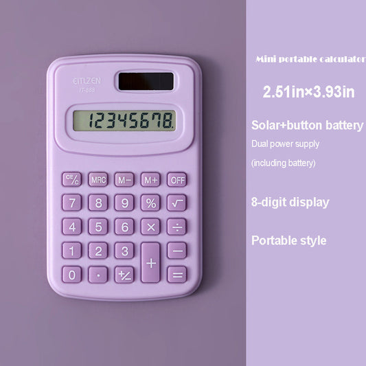 1pc,calculator Small Calculator Solar,mini Calculator Portable Calculator Cute Purple,8 Digits LCD,Multicolor,calculator Cute,calculator Kids,calculator Office,Calculator For Primary School