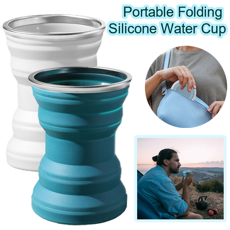 1/2pcs Portable Silicone Folding Water Cup Outdoor Heat Resistant Foldable Mug Collapsible Drinking Cups With Lid Travel Camping