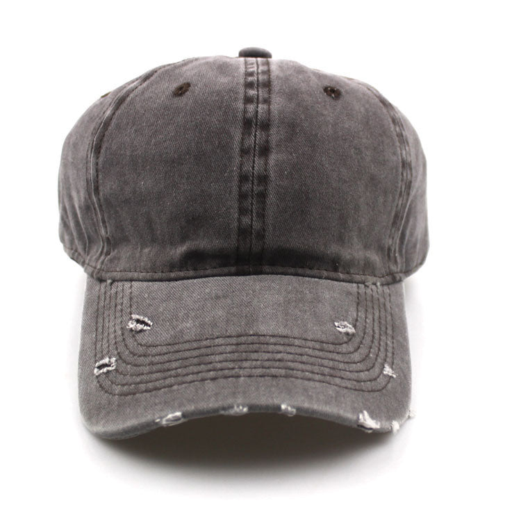 Water washed worn-out baseball cap Autumn and winter vintage personality worn-out edge soft top cap