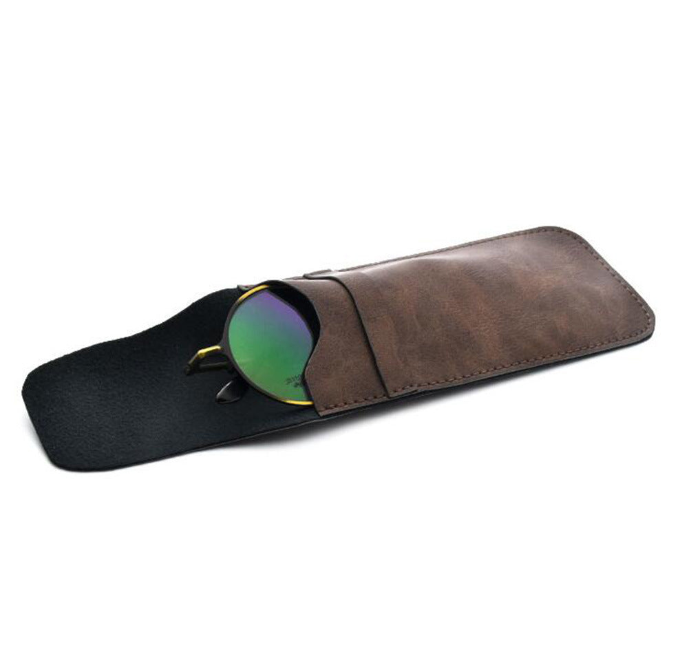 2 Pack Retro Eyeglass Pouch Portable Brown Sunglass Goggles Case for Men Women