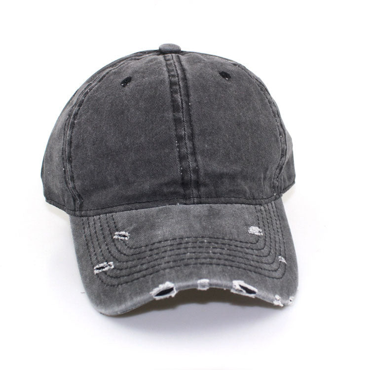 Water washed worn-out baseball cap Autumn and winter vintage personality worn-out edge soft top cap