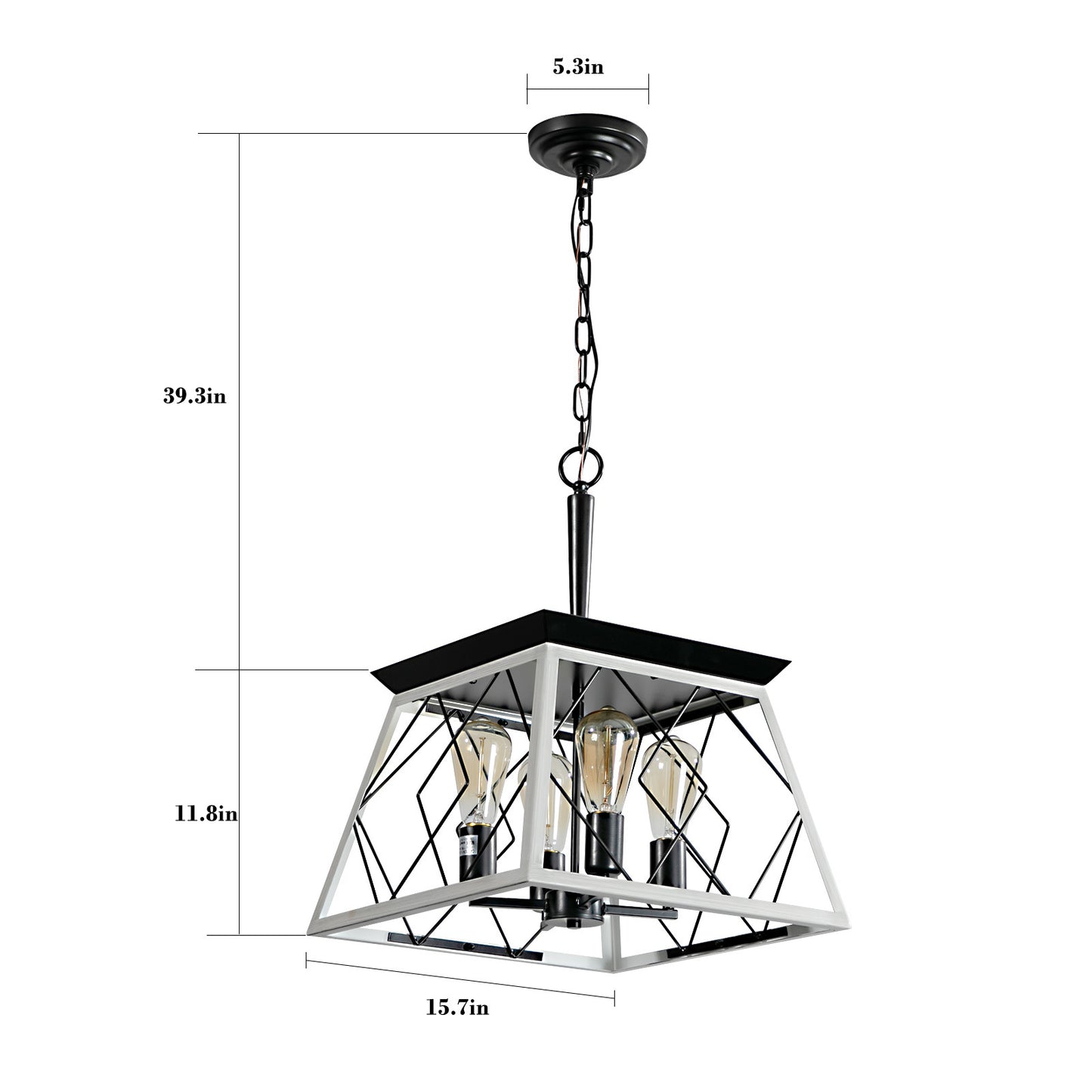 4-Light Farmhouse Chandeliers For Dining Room White(No Bulbs)