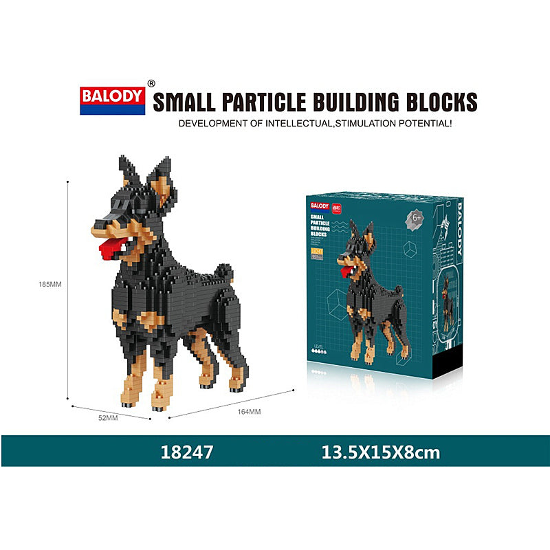 Cartoon Simulation Pet Dog Building Blocks Mini Dachshund Poodle Doberman Model Children's Toy Gift Dog Pet Building Blocks