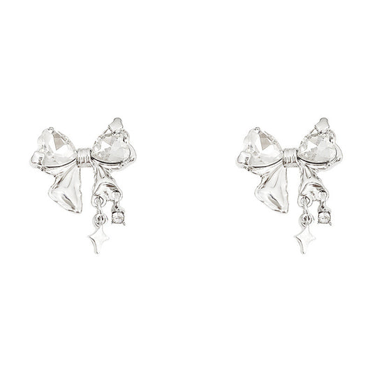 Starlight Bowknot Zircon Stud Earrings For Women