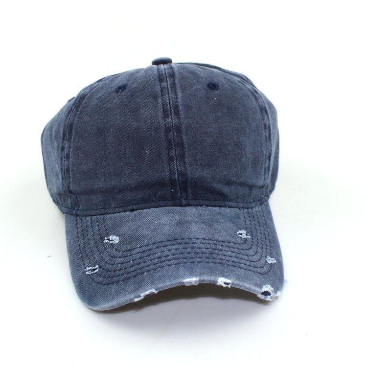 Water washed worn-out baseball cap Autumn and winter vintage personality worn-out edge soft top cap