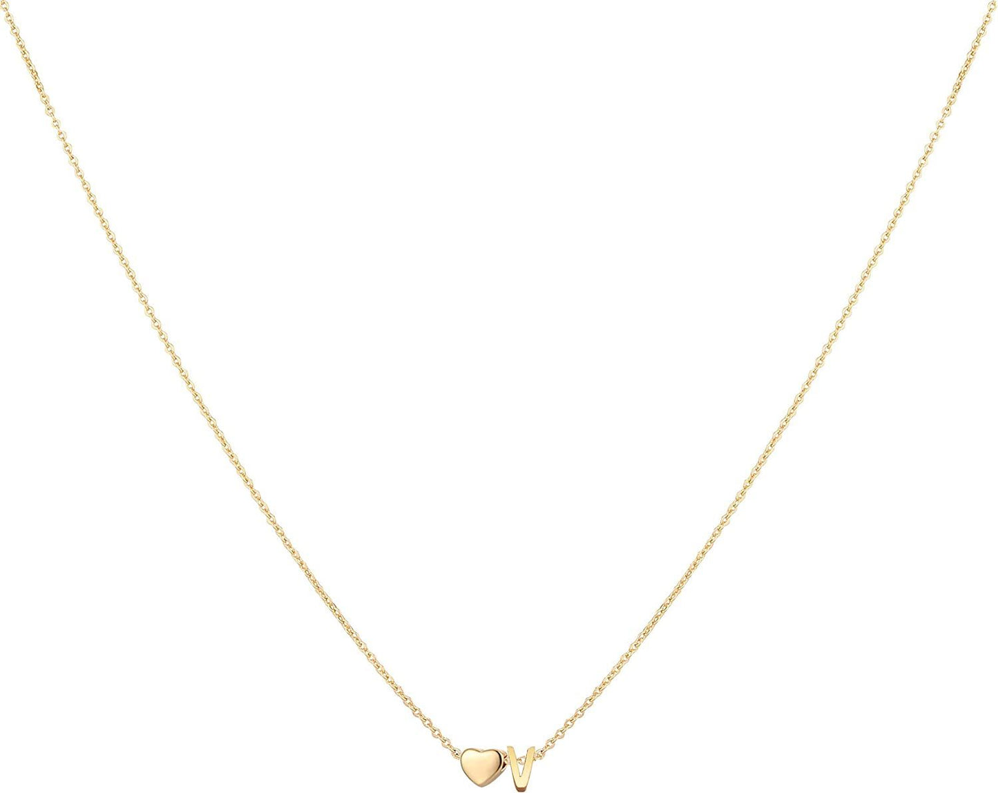 Glimmerst Initial Heart Necklace; 18K Gold Plated Stainless Steel Tiny Heart Letter Necklace Personalized Monogram Name Necklace for Women Girls