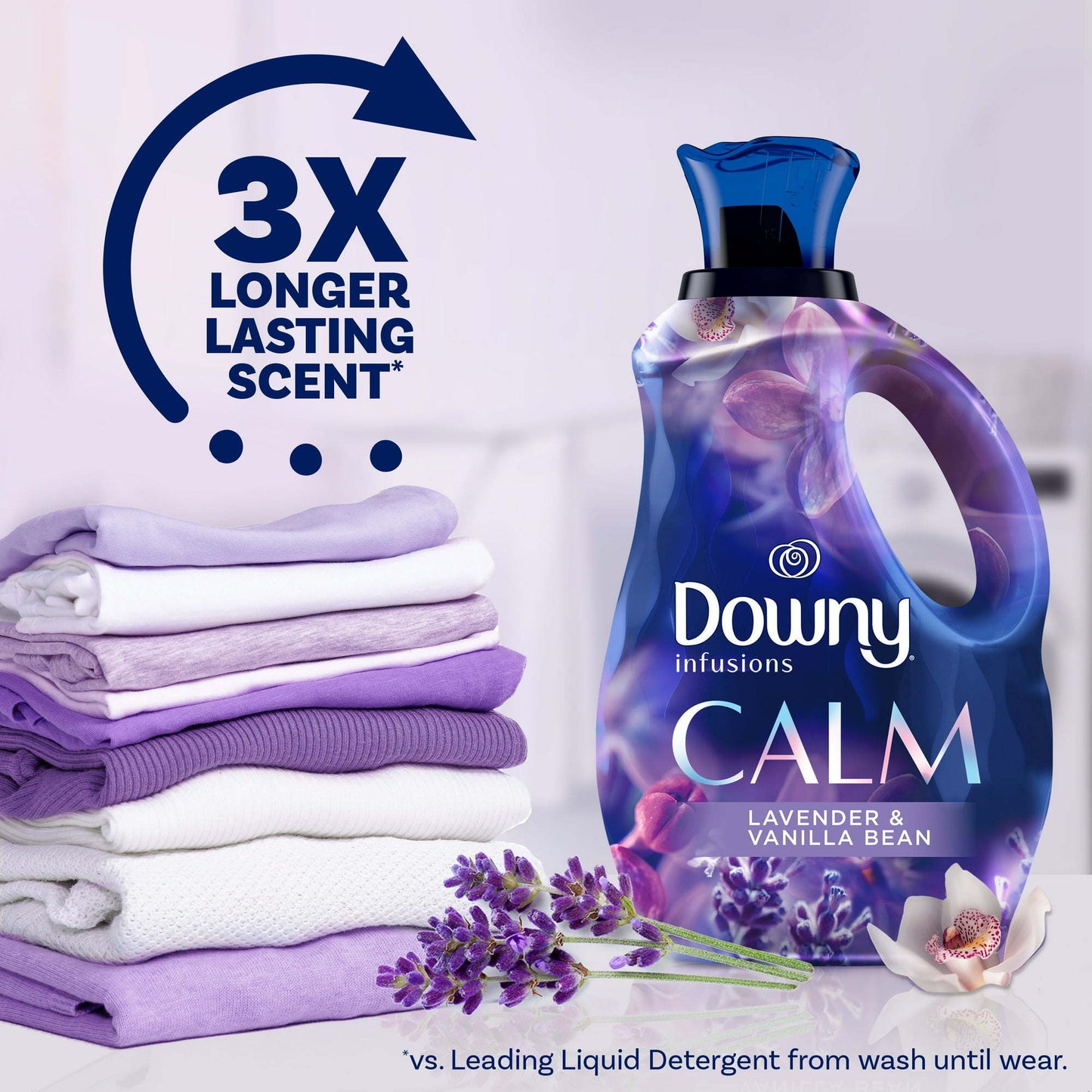 Downy Infusions Liquid Fabric Softener, Calm, Lavender & Vanilla Bean, 101 fl oz