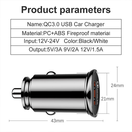 30W USB Car Charger Quick Charge 4.0 3.0 FCP SCP AFC USB PD Fast Charging Car Phone Charger For Huawei Xiaomi iPhone 12