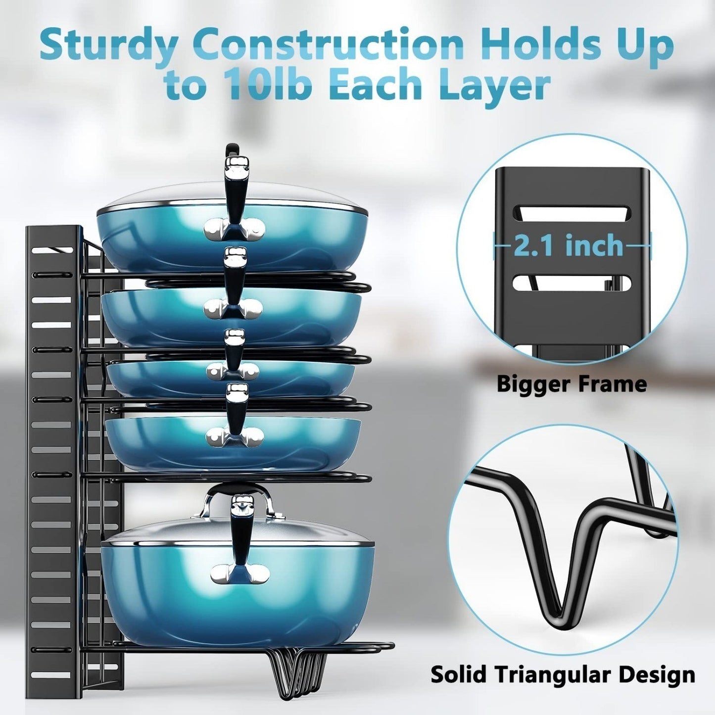 8-layer pot rack, lid rack, and pot rack, multiple DIY methods for 8-layer pots, adjustable kitchen organization