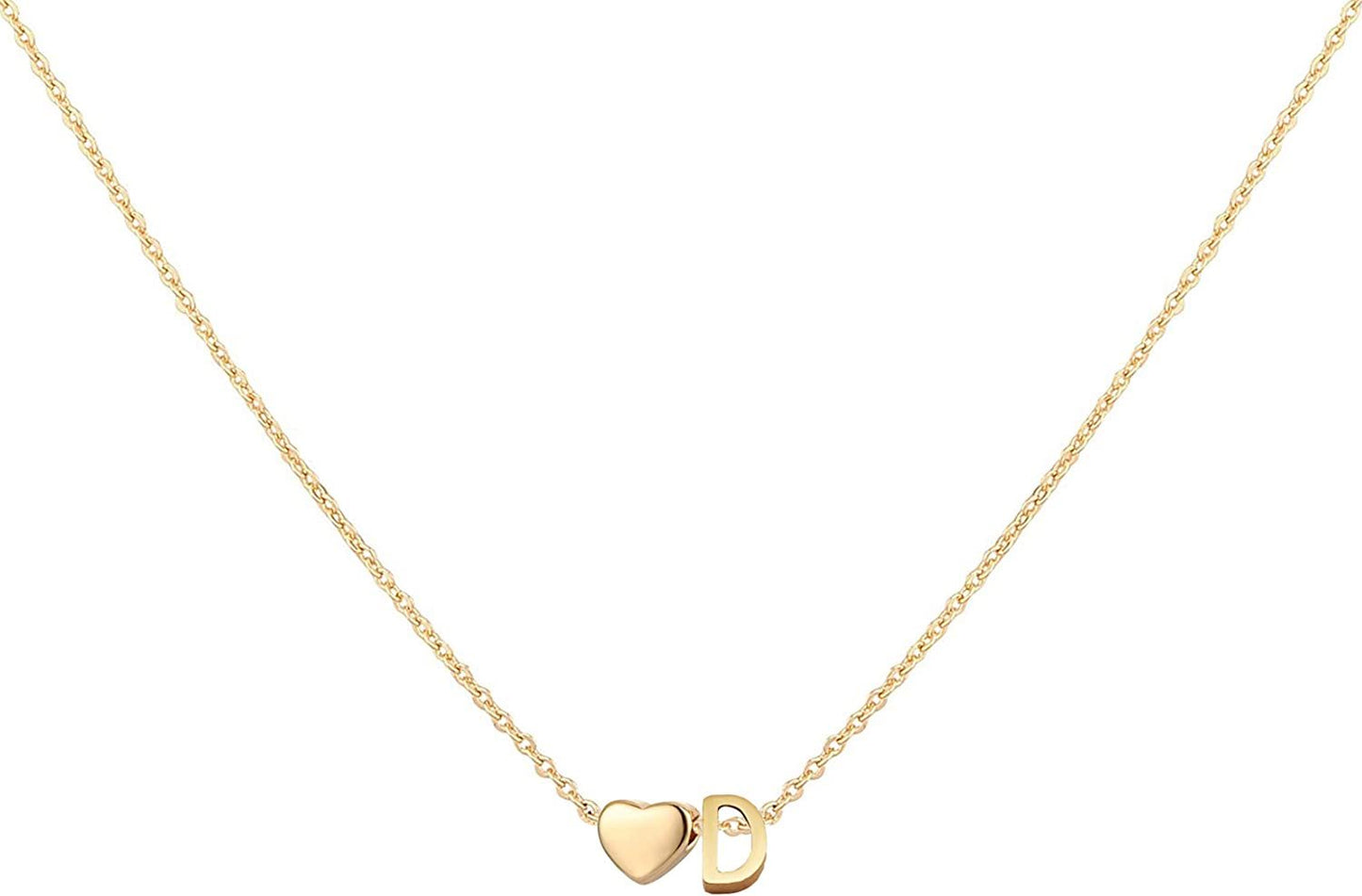 Glimmerst Initial Heart Necklace; 18K Gold Plated Stainless Steel Tiny Heart Letter Necklace Personalized Monogram Name Necklace for Women Girls