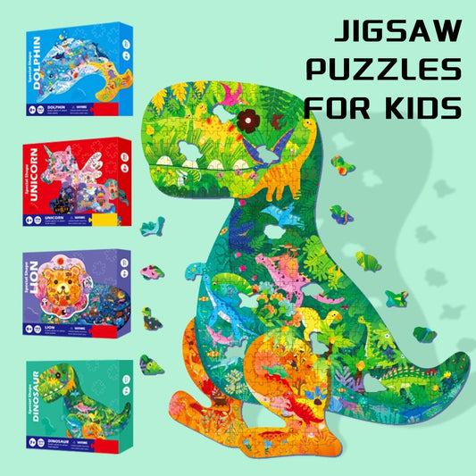 Children's Special-shaped Puzzle 300 Pieces 500 Pieces Animal Dinosaur Irregular Paper Jigsaw Puzzle Family Game Challenging Family Activity Perfect For Game Nights