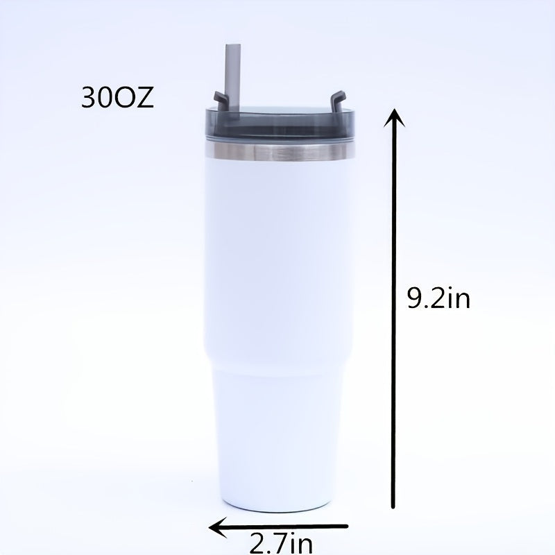 1pc Stainless Steel Vacuum Mug; Home; Office Or Car Vacuum Flask; Insulation Cup With Straw; Insulated Tumbler