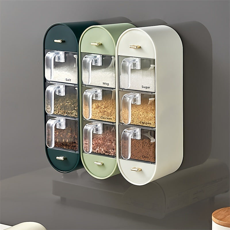 1 Piece Spice Box Organizer; Wall Mounted Seasoning Box; Adhesive Seasoning Storage Box; Kitchen Storage Box