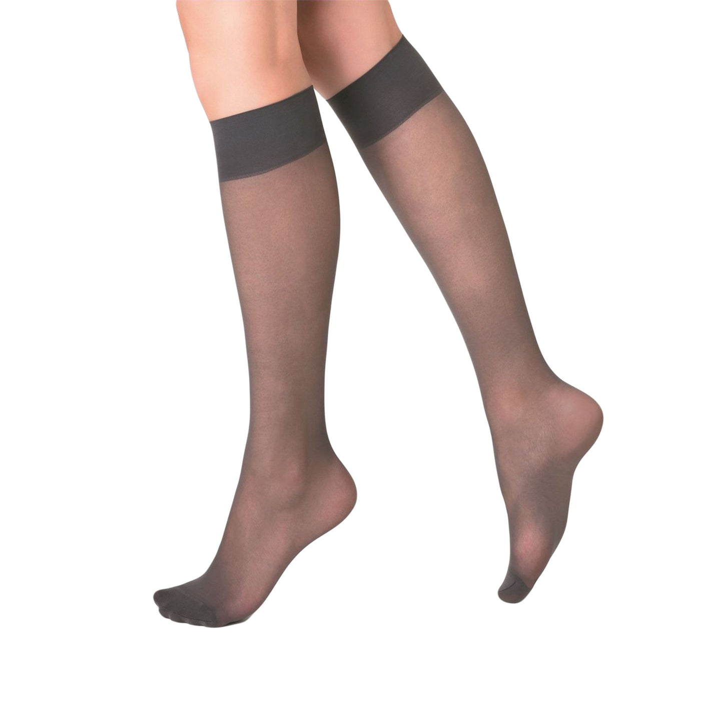 Transparent Sheer Knee High Socks for Women 8 Pairs 15 Denier Stay up Band Thin Sheer Nylon Stockings