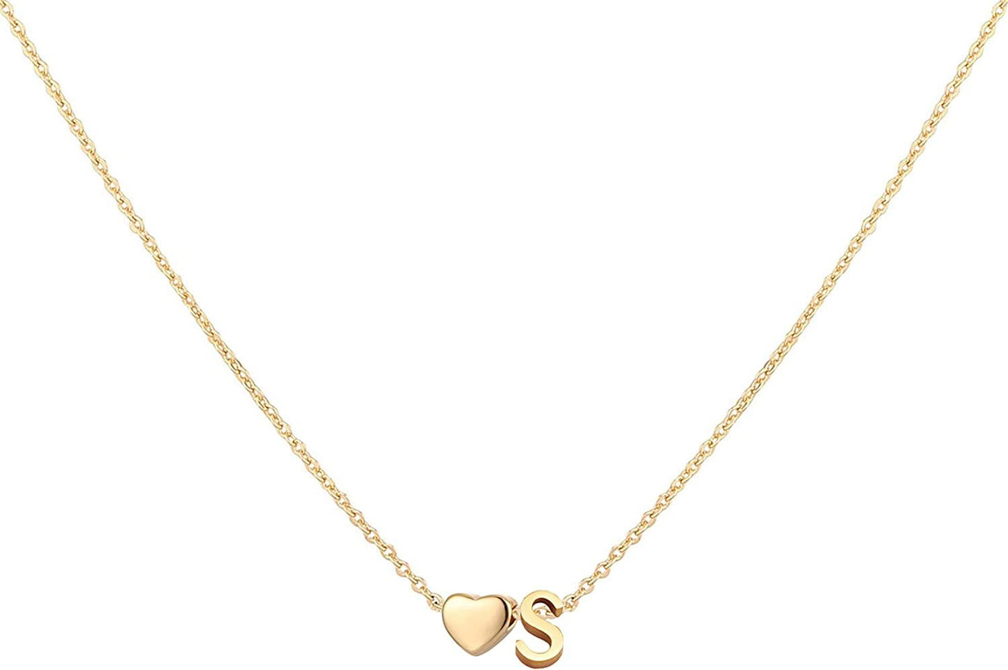 Glimmerst Initial Heart Necklace; 18K Gold Plated Stainless Steel Tiny Heart Letter Necklace Personalized Monogram Name Necklace for Women Girls